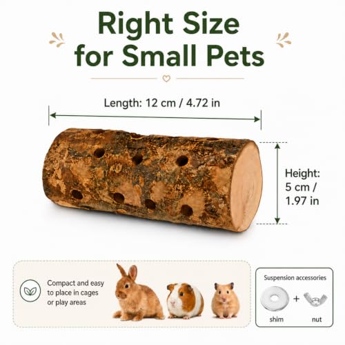 Apple Wood Chew Toy for Small Animals, Natural Molar Wood Treat for Rabbits, Hamsters, Guinea Pigs, Chinchillas, Gerbils, Mice and Rats - size: Small