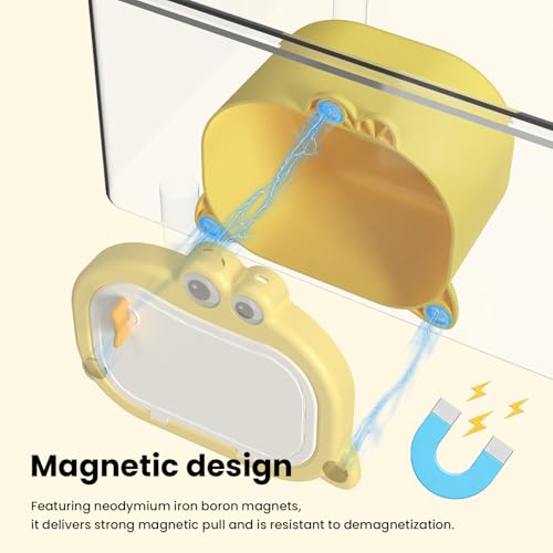 Hamster Hideout with Magnetic Holder for Cage - Open Lid Visible Hamster House Inside for Syrian Dwarf Mouse Rat Gerbils Mice Cage Accessories (Cartoon)