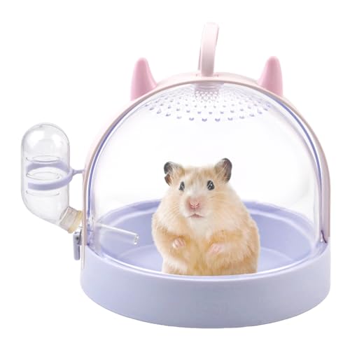 Portable Hamster Cage with Water Bottle,Hamster Carrier Cage High Permeability Travel Carry Cage Case for Gerbils Mice Guinea Pigs Sugar Glider Small Pet(Purple) - color: 【Purple】