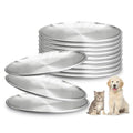 Fhiny 12-Piece Stainless Steel Cat Dish Set, 5.5" Wide, Shallow Kitten Feeding Plate, Basic Small Pet Bowl, Metal Flat Dish for Stray Cats & Dogs