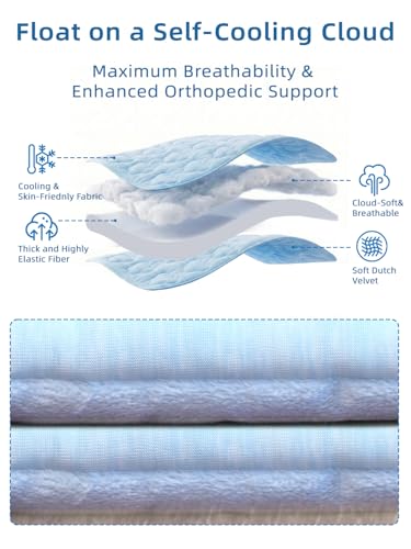 Huafly Dog Cooling Mat,Dual-Sided Cooling Mat for Dogs–Cooling Fabric for Summer,Velvet for All Seasons–Portable for Crate,Car Seat,Sofa&Floor,Machine Washable,Keeps Cats,Dogs&Puppies Cool,Cloud Blue - size: L: 48.0" L x 28.0" W x 0.8"Th