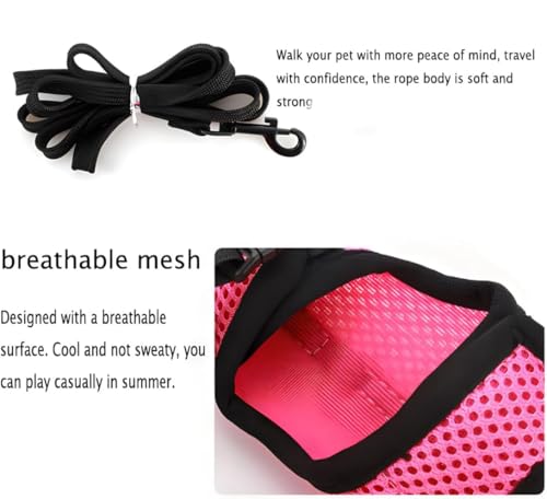 Rabbit Harness with Leash Set Escape Proof, Soft Bunny Mesh Vest Hot Pink XL - color: Hot Pink, size: XL (Neck:7"-11.5" Chest:9.8"-15.7")