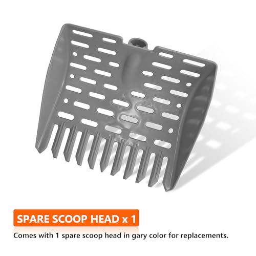 Chicken Dog Coop Poop Scooper & Rake 2-in-1 Telescopic Sifting Shovel | Litter Scoop - color: ORANGE