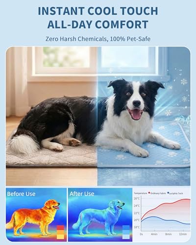 BWX Cooling Mat for Dogs - Easy Clean & Fold Cool Mat for Dogs, Chew Resistant Dog Cooling Pad with Non-Slip Bottom & Chill Soothing Fabric (S/15‘'×19') - size: S/15''×19''