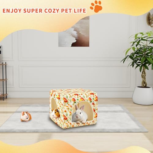 UPINS Guinea Pig Hideout,Washable Small Pet Bed House for Guinea Pigs Ferret Chinchilla Hedgehog Bunnies Rabbit - color: Mushroom