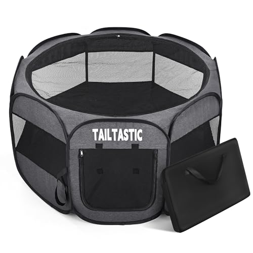 Portable Pet Playpen for Small Dogs & Cats, Foldable Puppy Safety Pen with Removable Zipper Top, Breathable Mesh Dog Delivery Room, Indoor Isolation Cage for Kittens/Rabbits (Dark Grey, Small) - color: dark grey, size: Small