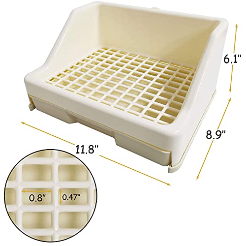 kathson Rabbit Litter Box Trainer Small Animal Potty Corner Toilet with Drawer Pet Cage Pan Litter Bedding Box for Adult Guinea Pig Hamster Bunny Ferret Galesaur Mouse Squirrel (White) - color: White
