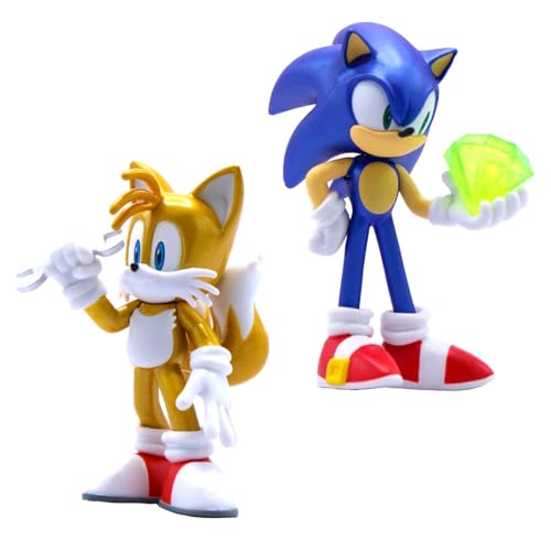 Official Sonic The Hedgehog Metallic Sonic & Tails 4″ Action Figures – Buildable, Interchangeable Arms & Accessories, Collector Window Box - style: Metallic 2 Pack - Sonic & Tails