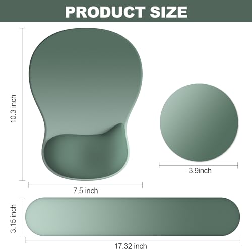 Ergonomic Mouse Pad with Wrist Rest and Keyboard Wrist Rest, Gel Mousepad and Wrist Rest for Computer Keyboard, Pain Relief, Non-Slip PU Base, Mouse Pad with Wrist Support for Gaming, Sage Green - color: Dark Green