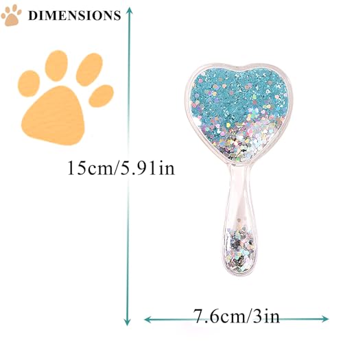 Small Dog Brush, Soft Brush for Shih Tzus, Yorkies, Maltipoos, Maltese, Love Shape Puppy Massaging Hair Comb for Small Dogs Cats Rabbits of All Hair Types (Glitter Blue) - color: Glitter Blue