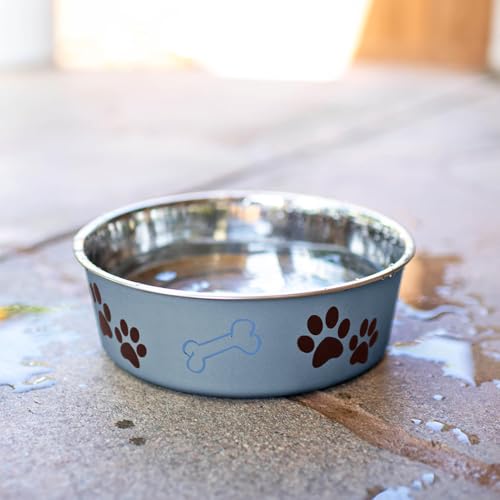 Loving Pets Bella Dog Bowls- Stainless Steel Dog & Cat Bowls - Spill Proof Dog Food Bowl, Cat Bowl, Puppy Essentials & Pet Supplies Great for Home & Travel (Large 35-65 lbs, Blueberry) - color: Blueberry, size: Large (35-65lbs)