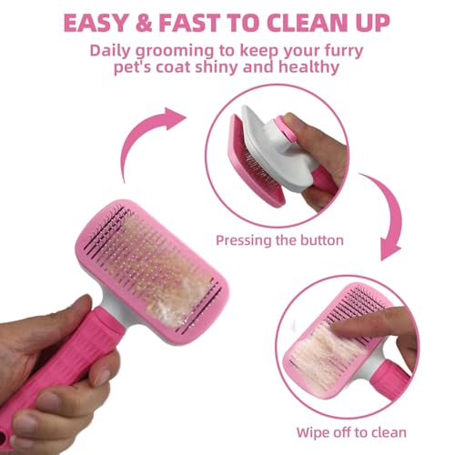 Dog Brush for Shedding,9 PCS in One Pet Slicker Hair Brush Kit with Pet Nail Clipper and File - Dog Cat Grooming Deshedding Undercoat Rake Brush Comb for All Small Large Dogs Cats Pink - color: 9-Pink