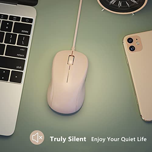 USB Silent Wired Computer Mouse with Easy Click for Office and Home, 1200DPI, Premium and Portable, Compatible with Windows PC, Laptop, Desktop, Notebook (Pink) - color: Pink