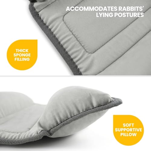 Rabbit Bed, Washable Bunny Pillow, Reversible Lounger Pad, Soft Small Animal Bedding, Stress Relief Pet Mat for Kittens, Guinea Pigs, Puppies - color: Light Grey