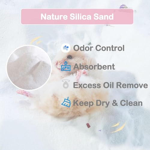 Meow&Woof Hamster Sand Bath Container & Dust-Free Bath Sand Set, 6.5" Sandbox Toilet for Hamster, Gerbil, Chinchilla, Mice – 2.2 lbs Potty Litter Sand for Small Animals (Light Green)