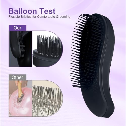 Small Dog Brush, Skin-friendly Soft Bristles (Black) | Puppy Hair Brush, Massage and Bath Supplies, Pet Grooming Tool for Teddy, Yorkies, Maltese, Shih Tzu, Chihuahua - color: Black