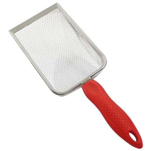 Murtenze Stainless Steel Cat Litter Scoop, Non-Stick Coated Metal Fine Sand Litter Scoop, Mesh Shovel for Reptile Kitten Pooper (Blue, 2mm mesh) - color: Red