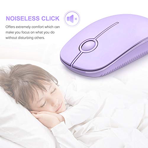 VssoPlor Wireless Mouse, 2.4G Slim Computer Laptop Mouse, Light Purple | Portable Mouse, Plug & Play USB Nano Receiver, Quiet Silent Optical Mice for Notebook, PC, Laptop, Computer, Windows, Mac - color: Light Purple