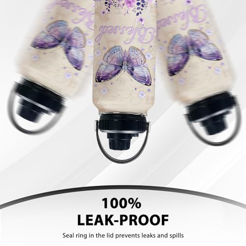 Purple Butterfly 32oz Water Bottle, Leak-proof Bottle, Insulated Cup - color: Butterfly2