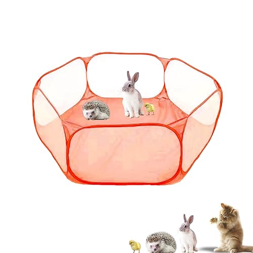 Small Animals Playpen, Portable Pop-up Open Interactive Pet Tent, Indoor Outdoor Fence for Rabbits, Guinea Pig, Hamster, Chinchillas, Kittens, Puppies - color: Orange
