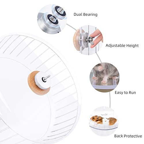 Niteangel Super-Silent Hamster Exercise Wheel: Quiet 12.8" Running Wheel | Can 13.2-17.3" Adjustable Height - No Bend Back Spinner Running for Dwarf Syrian Hamster Gerbils Mice Or Other Small Animal - color: Transparent, size: Extra Large