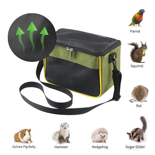 haozaikeji Guinea Pig Carrier Bag Portable Rabbit Travel Bag Breathable Small Animal Outgoing Pouch Hamster Carrier with Pad - color: Green