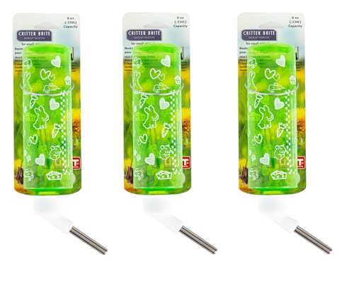 Lixit® Critter Bright Water Bottles for Hamsters, Rabbits, Chinchillas, Ferrets, Guinea Pigs and Other Small Animals - Made in USA (Blue (Pack of 3), 8 Ounce) - color: Blue (Pack of 3), size: 8 Ounce
