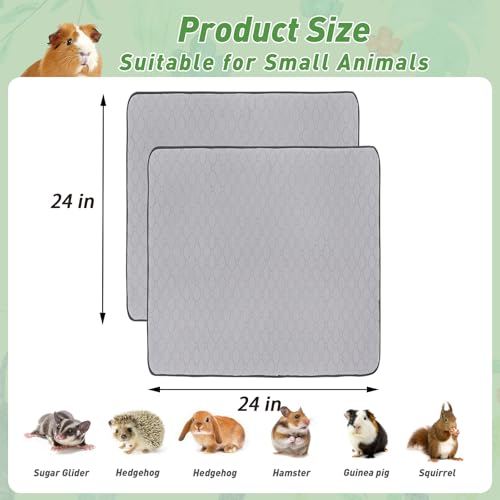 2Pack Guinea Pig Cage Liners, 24''X24'' Washable Guinea Pig Pee Pads, Non Slip Reusable Super Absorbent Guinea Pig Training Mat Bedding Fleece for Small Animals Hamster Rabbit Chinchilla Rat - size: C&C 2x2(24" x 24") 2Pack