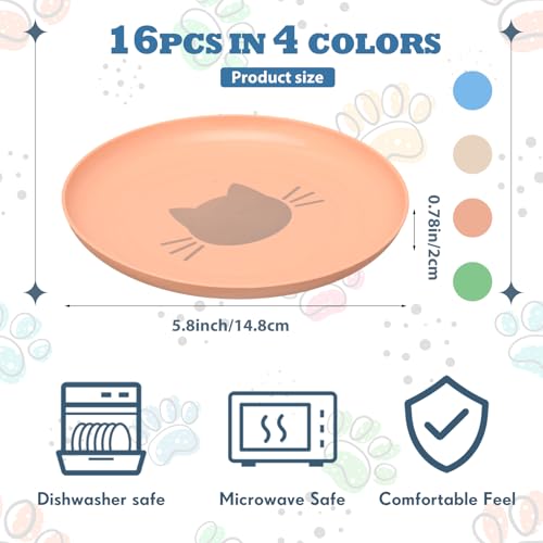 16 Pcs Fatigue Relief Cat Bowl, 5.8 Inch Shallow and Wide Pet Water and Food Dishes Kitten Wheat Straw Wet Feeding Bowl for Indoor Cat Stray Kitten Ferrets
