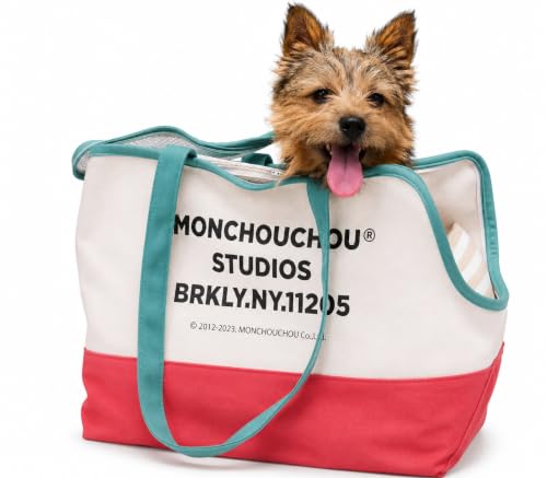 Dog Tote Bag for Small Dogs 4–20 lbs with Safety Leash, Purse Carrier,White | safety leash hooks, removable cushion cover, and flat support base for comfortable everyday travel and hands-free carrying. - color: White