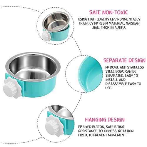 12 Pieces Crate Dog Food Bowls, Removable Stainless Steel Hanging Puppy Kennel Water Bowl Pet Cage Water Feeder Coop Cup for Rabbit, Ferret, Cat, Birds, Rats, Guinea Pigs