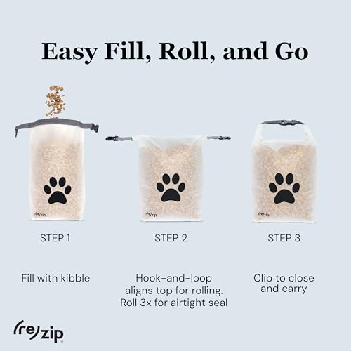 (re)zip Roll Top Pet Food Storage Bag (14-Cup) | BPA-Free, Food Grade, Pet Safe | Keeps Kibble Fresh for Camping, Dog Boarding, Weekend Getaways | Machine Washable - color: Black, size: 14 Cup