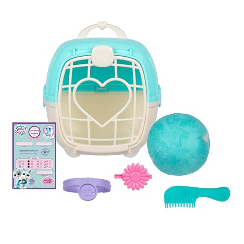 ScruffaLuvs Blue Surprise Pet, Mystery Plush Toy, Wash to Reveal | Wash to reveal 1 of 3 rescue pets, includes deluxe carrier & comb; plush toys for girls ages 3+, gift - style: Blue