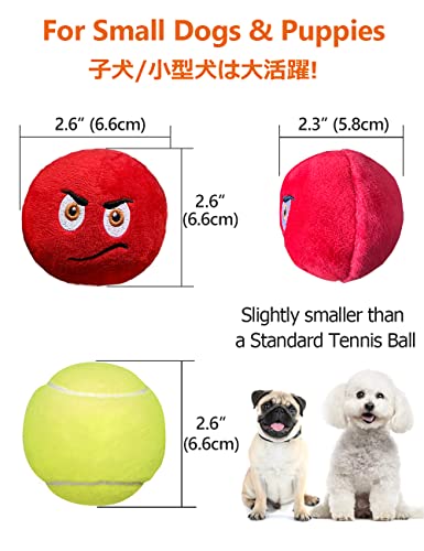 SCHITEC Squeaky Dog Toys, [6 Pack] Soft Stuffed Plush Balls with Squeakers, Interactive Fetch Play for Puppy Small Pets - size: Small 2.6"