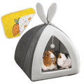 Guinea Pig Bed,Fleece Bunny Hideout House,Warm Rabbit Sleeping Bed with Pee Pad,Winter Large Hiding Hut for Hamster Ferret Rat Chinchilla Hedgehogs,Grey - color: Grey