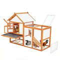 Wooden Chicken Coop & Rabbit Hutch – Portable Hen House for 4-6 Chickens with 5 Access Doors, Nesting Box, Removable Tray, & PVC Roof, Backyard Chicken House for Rabbits, Ducks, Cats, Guinea Pigs