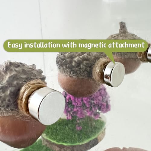 Jumping Spider Hide & Hideaway Made from Real Acorns | Handmade Magnetic Spider Cave, Ideal Habitat Accessory for Small Animals, Natural Decoration for Enclosure. 3 Pack (Round Acorn)