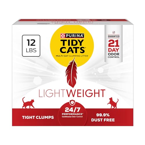 Purina Tidy Cats Lightweight Cat Litter, Low Dust, Clumping, Odor Control 24/7 Performance Multi Cat Litter, Clean Linen Scent, 12 lbs - size: 12 Pound (Pack of 1)
