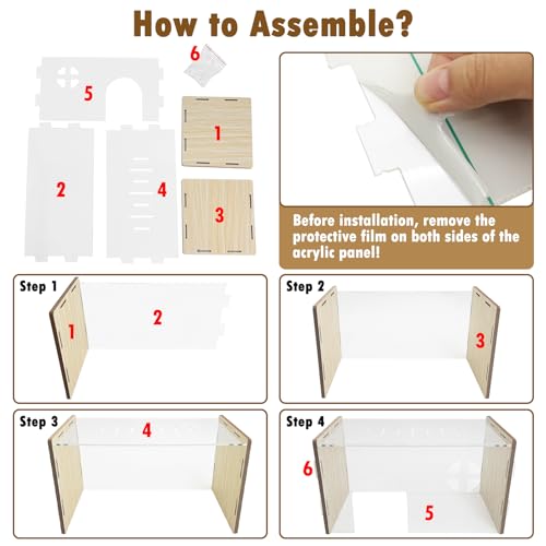 PINVNBY Acrylic Small Animal Hideout - Transparent Hamster Hide & House for Syrian, Dwarf Hamster, Guinea Pig, Gerbils, Rat, Mouse