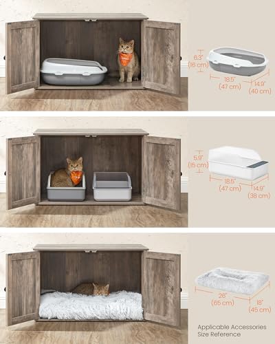 Feandrea Cat Litter Box Enclosure, Litter Box Furniture Hidden, Indoor Cat House, End Table, 27.6 x 19.7 x 19.7 Inches, Heather Greige UPCL022K01 - color: Greige, size: M（27.6"L x 19.7"W x 19.7 "H）