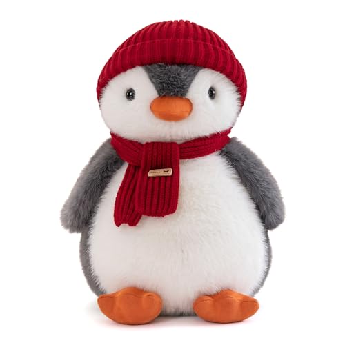 YUKOUQIAN Penguin Stuffed Animal Cute Plush Doll Toy 10 inch for Girls Boys Christmas (red Towel Penguin) - style: red towel penguin