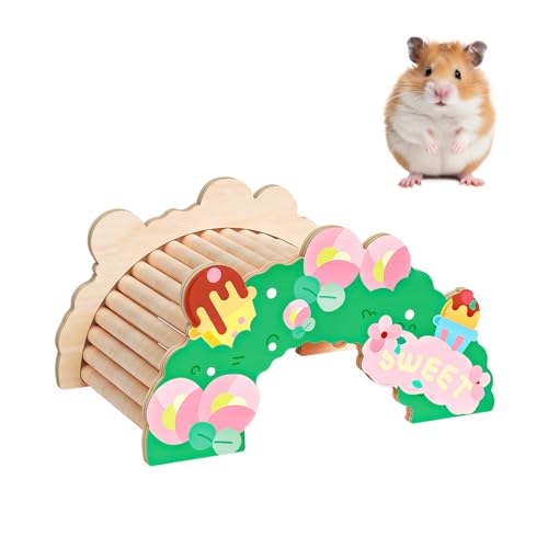 mini&moe Hamster Bridge - Wooden Hamster Climbing Toys Cage Accessories and Decor Small Animal Ladder for Rats, Mice, Gerbils
