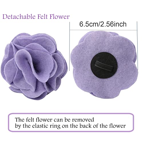 ARING PET Velvet Dog Collars, Purple Soft Pet Collar with Detachable Felt Flower Metal Buckle for Puppy Small Medium Large Boy Girl Dogs-XS - color: F-Purple, size: X-Small (Pack of 1)