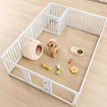 Dog Playpen for Puppies & Small Dogs, 23.6" H, 16 Panels, White | Puppy Playpen with 3 Clear PET Panels & Lockable Door, HDPE Pet Playpen, DIY Pet Fence for Home, Apartment, Small Pets