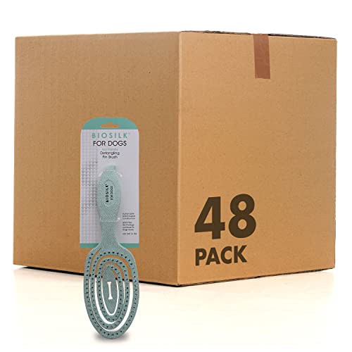 BioSilk for Pets Eco-Friendly Detangling Pin Brush for Dogs, 48-Pack | Gentle grooming brush removes knots and tangles, supports healthy coats for all dog breeds - size: 48 Count