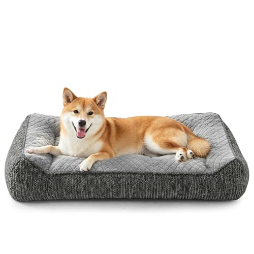 JOEJOY Orthopedic Dog Bed Medium Sized Dogs, Extra Thick Supportive Big Dog Couch Bed with Sides, Ultra Soft Pet Bed Sofa, Light Grey, 35''x25'' - color: Light Grey, size: L(35"L x 25"W x 8"Th)