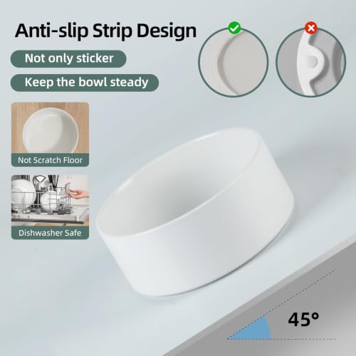 Havniva Ceramic Dog Bowls, 8.3” Dog Food and Water Bowl, Pet Feeding Bowl | Dog Food Bowl for Large Dogs, Food-Grade Ceramic, Dog Water Bowl with Non-Slip Rubber Base, Large Capacity, Dishwasher Safe - color: Matte White