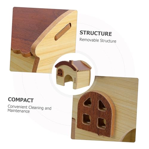 Hamster Wooden Hideout Maze House with Removable Platform Indoor Cage Decor for Dwarf Hamsters Gerbils and Mice Small Mammal Shelter