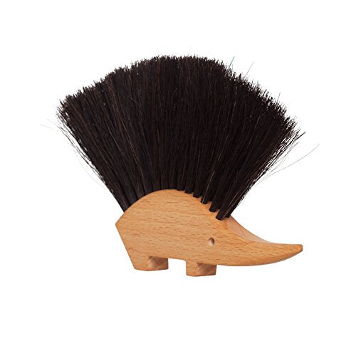 REDECKER Hedgehog Table Brush, Natural Horsehair Bristles, 4-1/2 x 5-1/2 inches, Versatile Hand Brush in a Decorative Shape - Horse Hair Brush for Table - Hedgehog Duster - Made in Germany