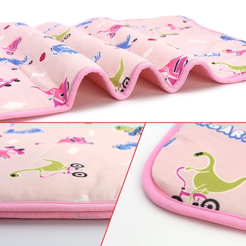 Summer Pet Cooling Mat - Cat Dog Cushion Pad Sleeping Cool Dinosaurs Comfortable Soft for Pets Kids and Adults (Pink Dinosaur, S) - color: Pink Dinosaur, size: S: 15.5'' x 19.5''